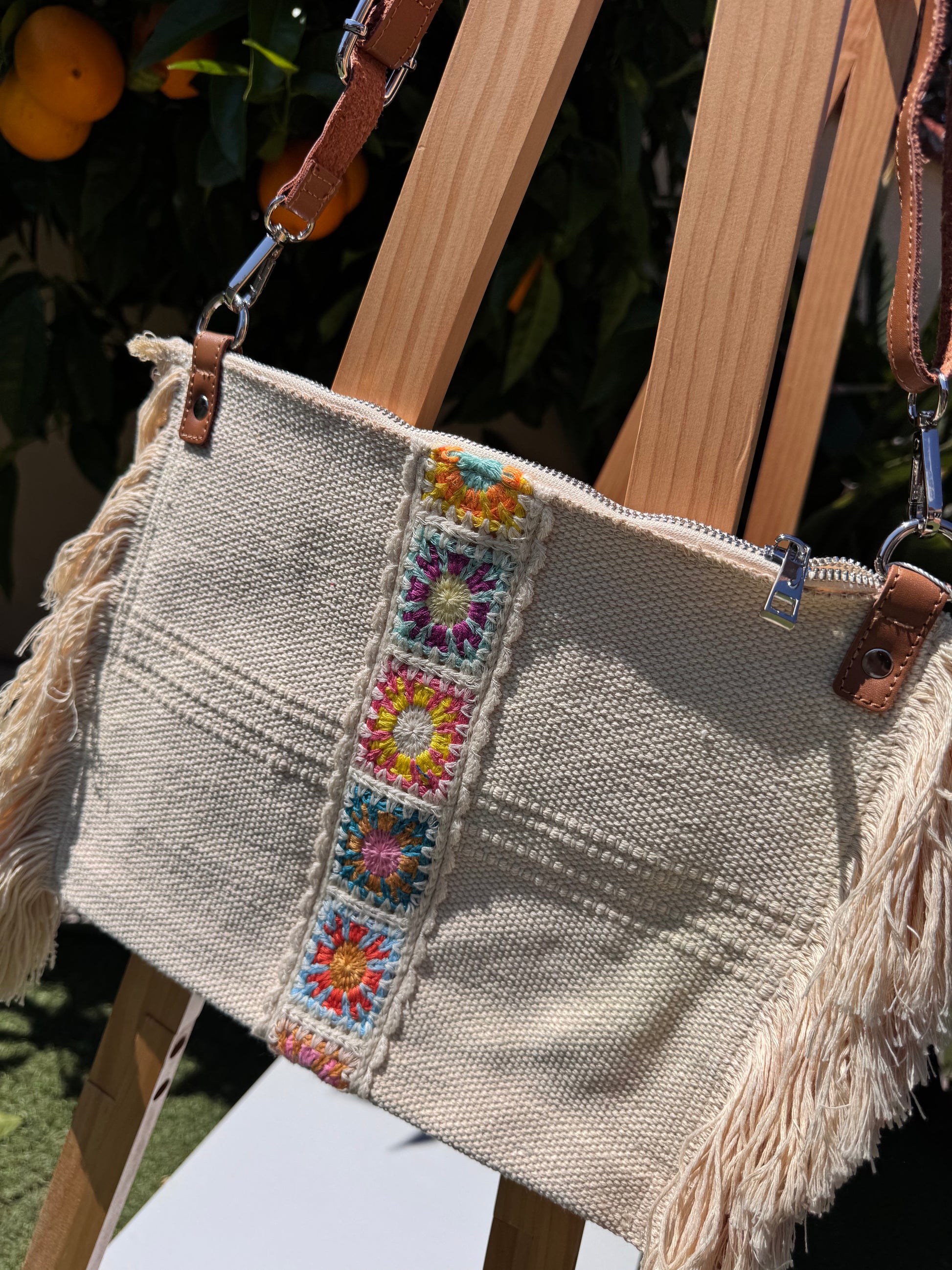 Sac bohème crochet crème