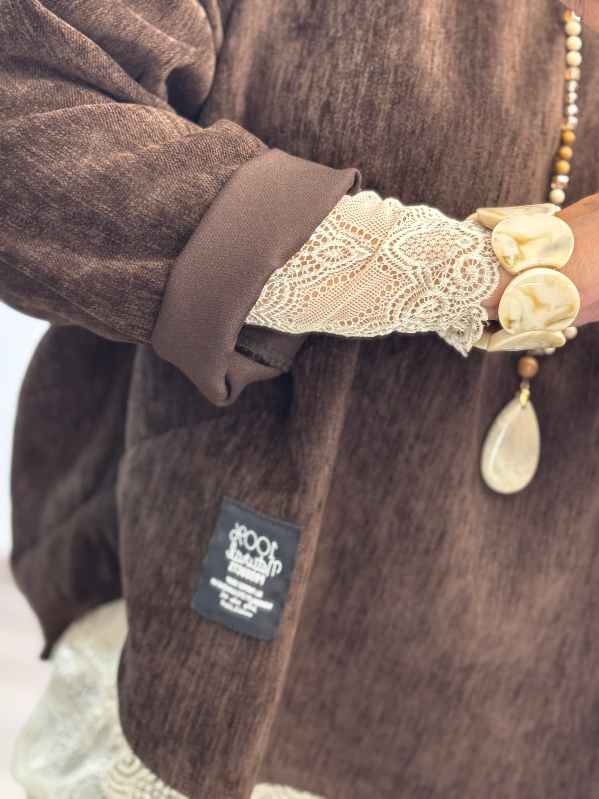 Sweat velours côtelé marron