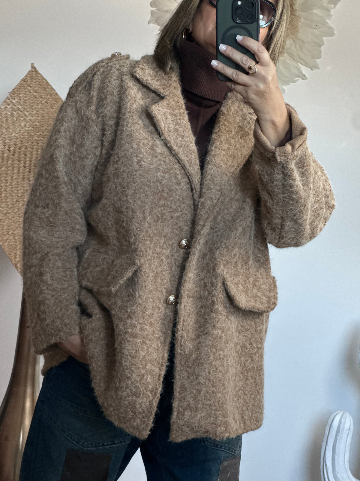 Veste moumoute camel