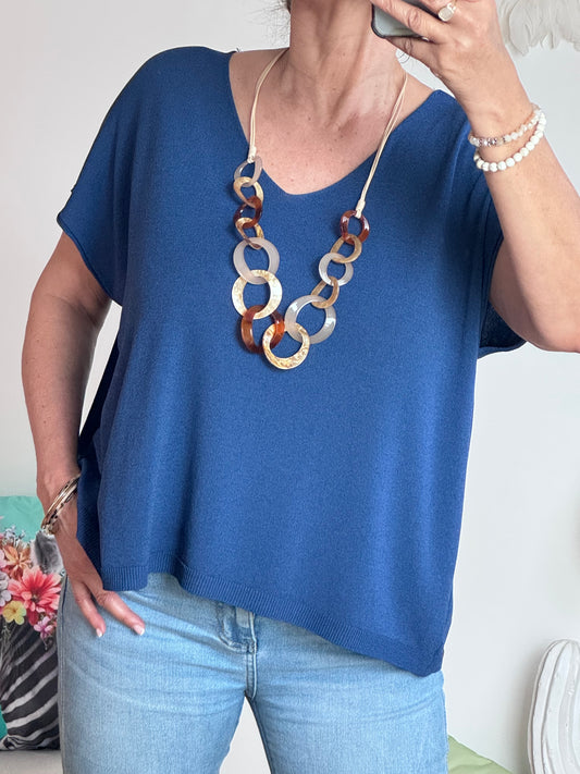 Teeshirt maille fine marine TU 36/46