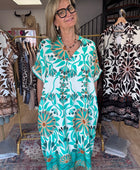 Robe Emma version longue turquoise TU 40/48