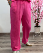 Pantalon gaz de coton rose fuchsia TU 36/40