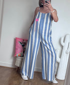 Salopette rayée bleue palmier