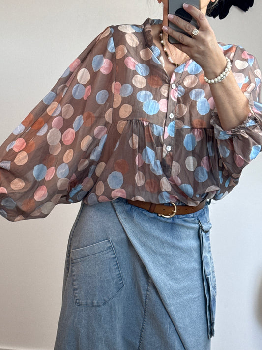 Blouse Louisette en tencel marron