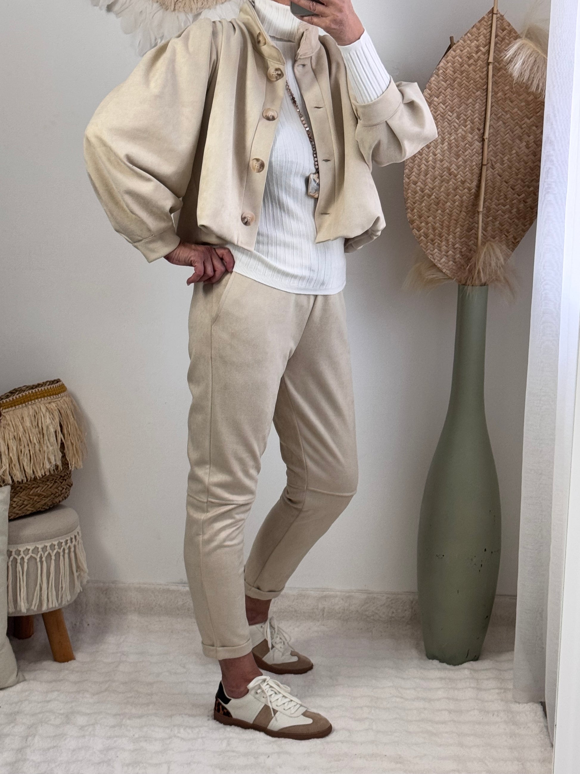 Veste Louise suédine beige