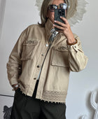 Veste jeans beige dentelle