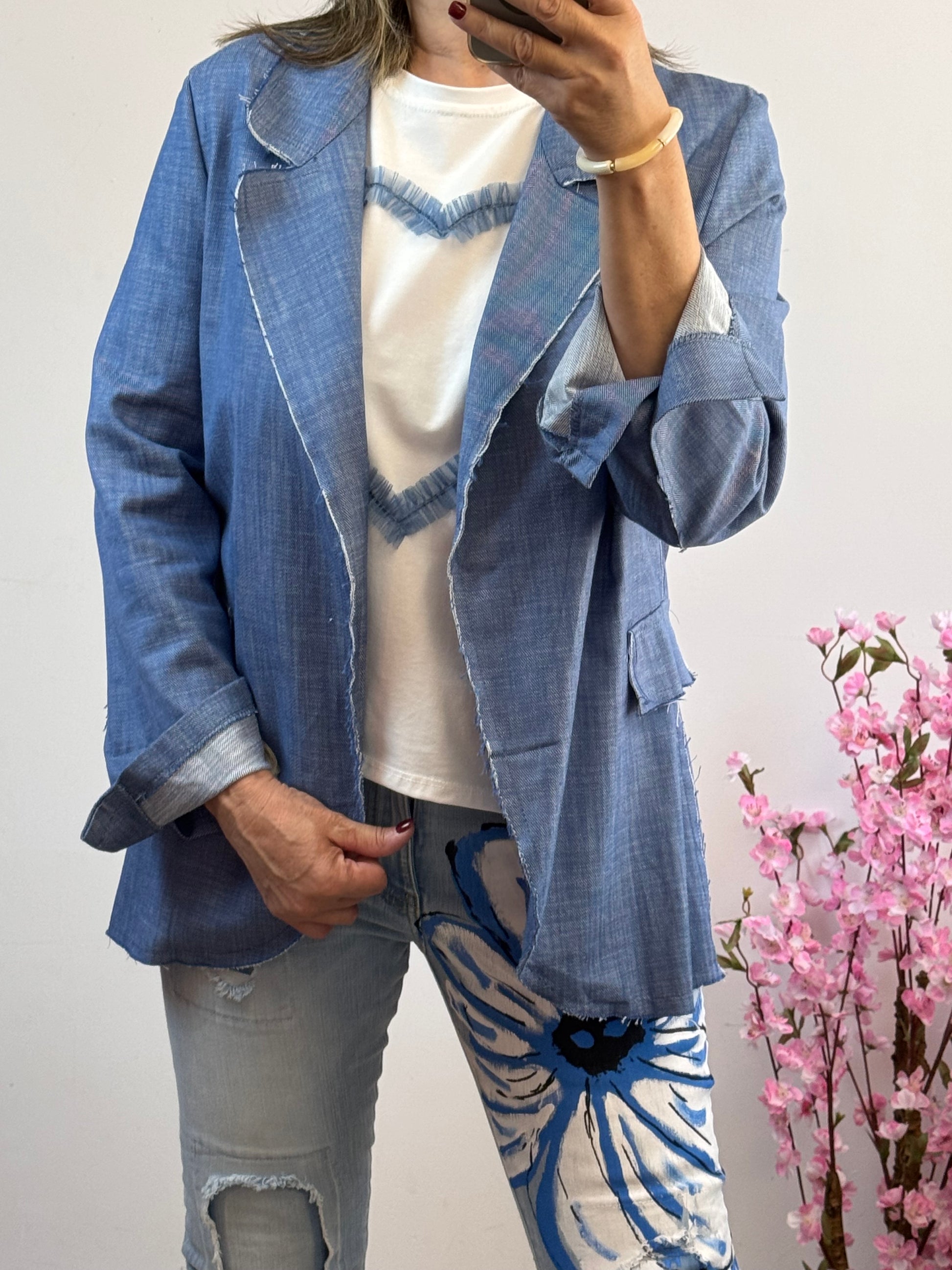 Veste blazer jean bleu clair TU 38/44