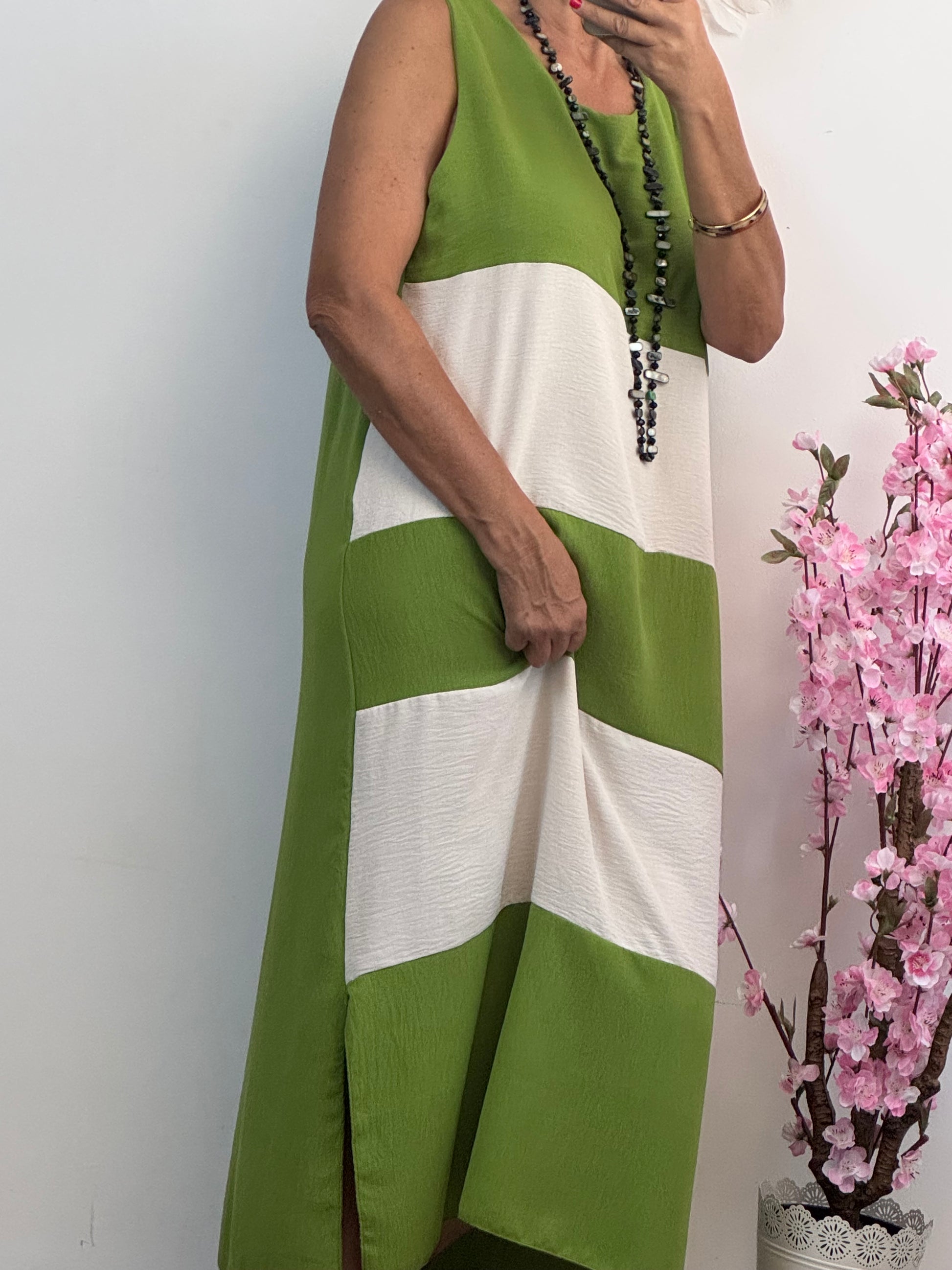Robe Romy verte et crème