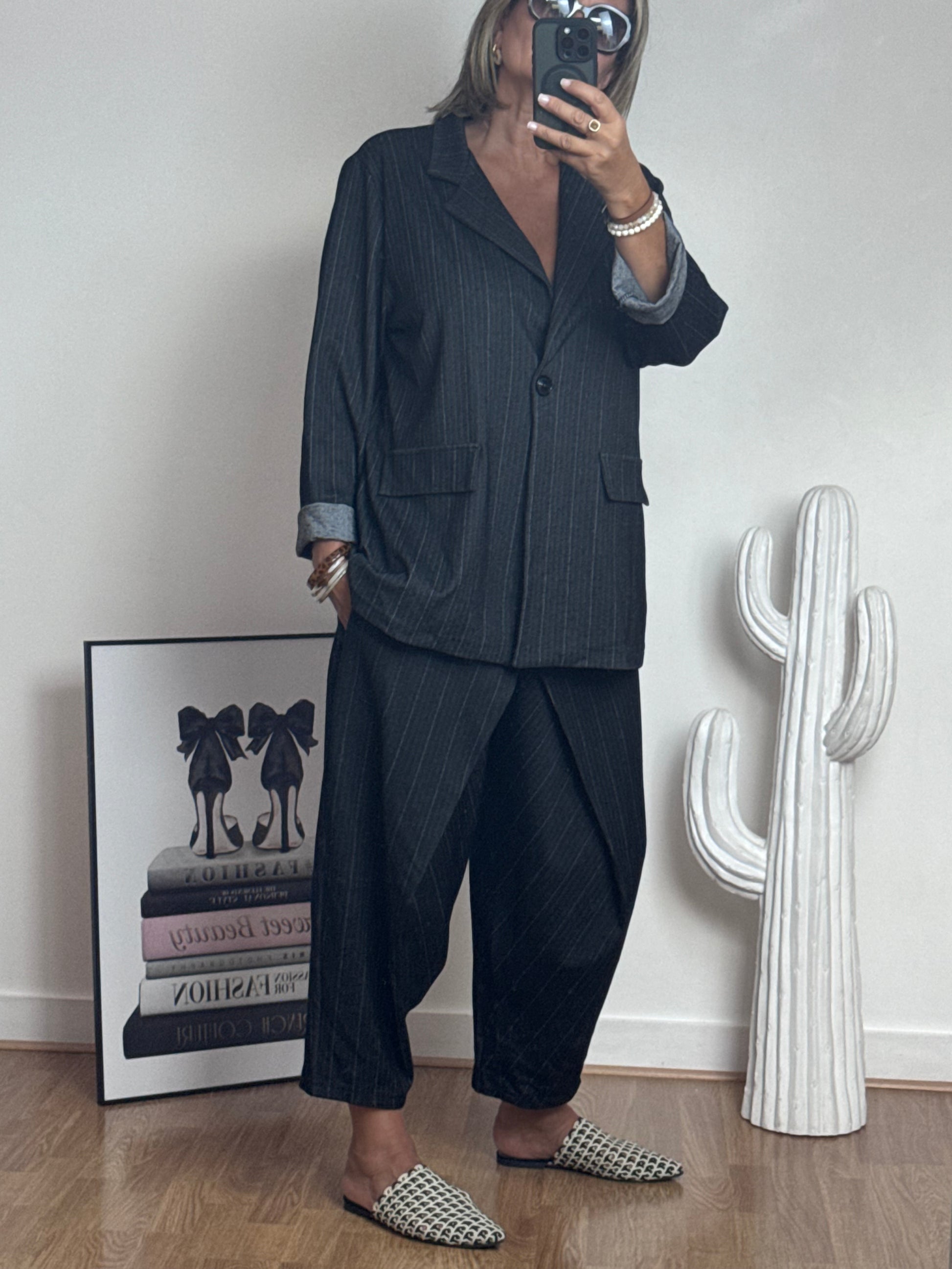 Pantalon Alan noir fines rayures TU 38/48