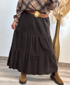 Jupe longue velours côtelé marron