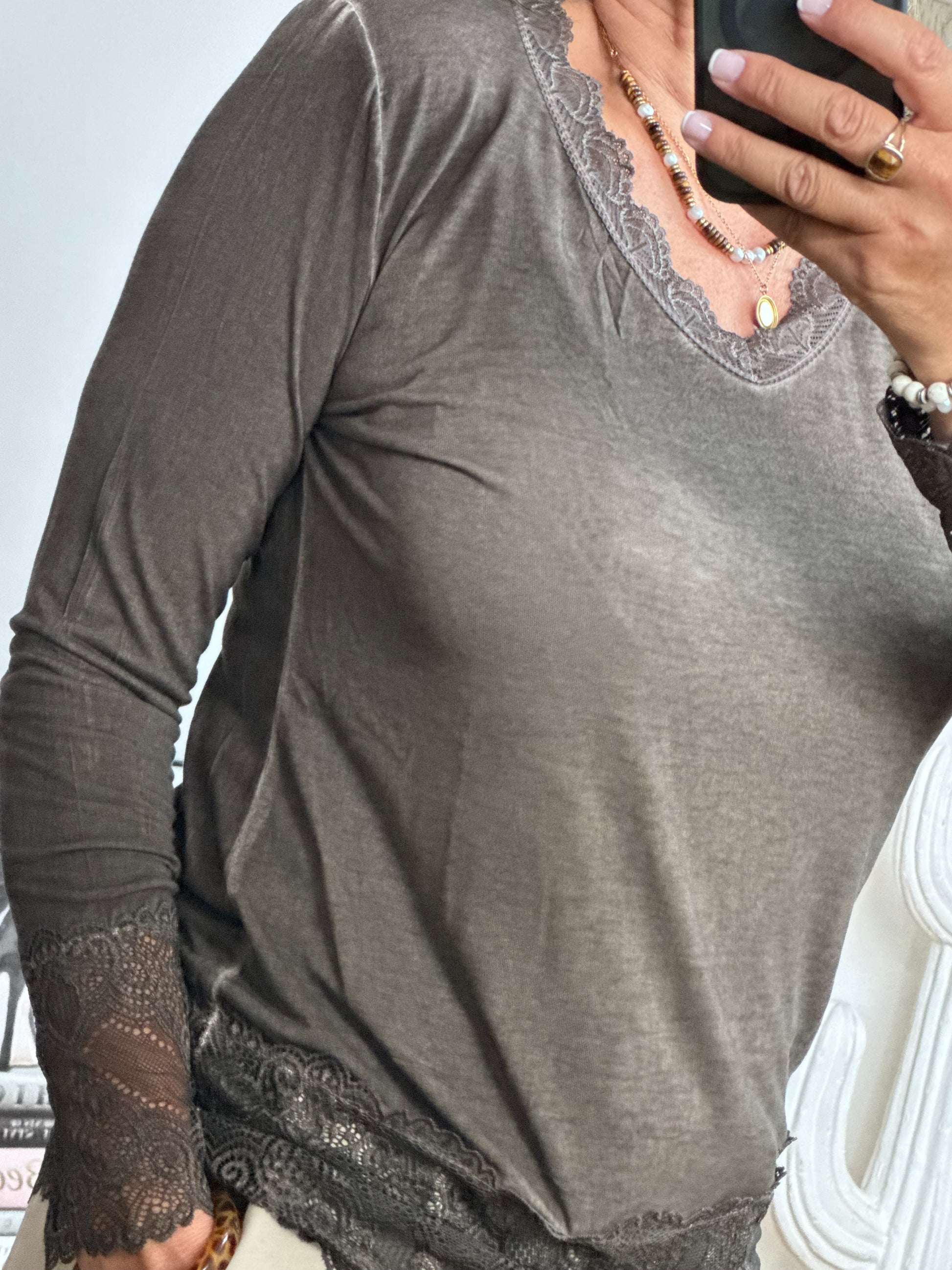 Top dentelle marron