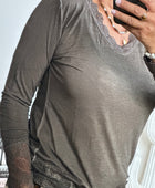 Top dentelle marron