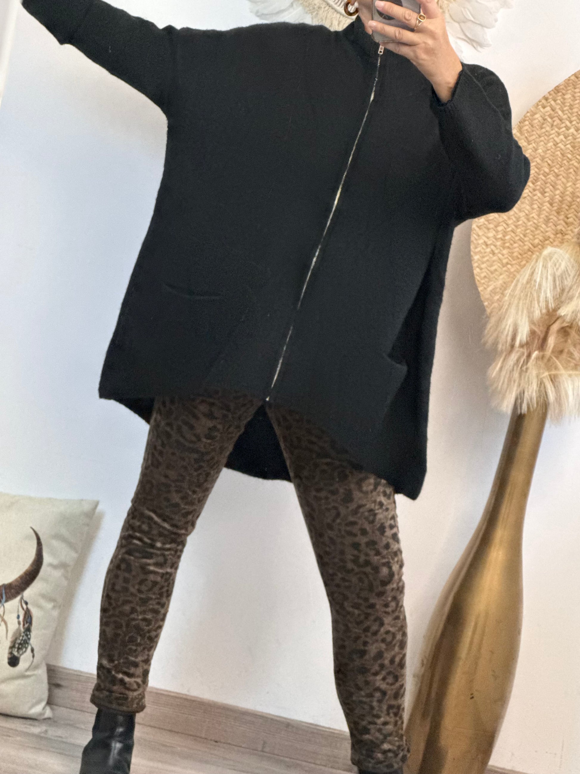 Gilet long oversize noir jolie formes TU 44/50