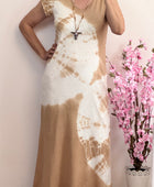 Robe longue teeshirt tie and dye beige