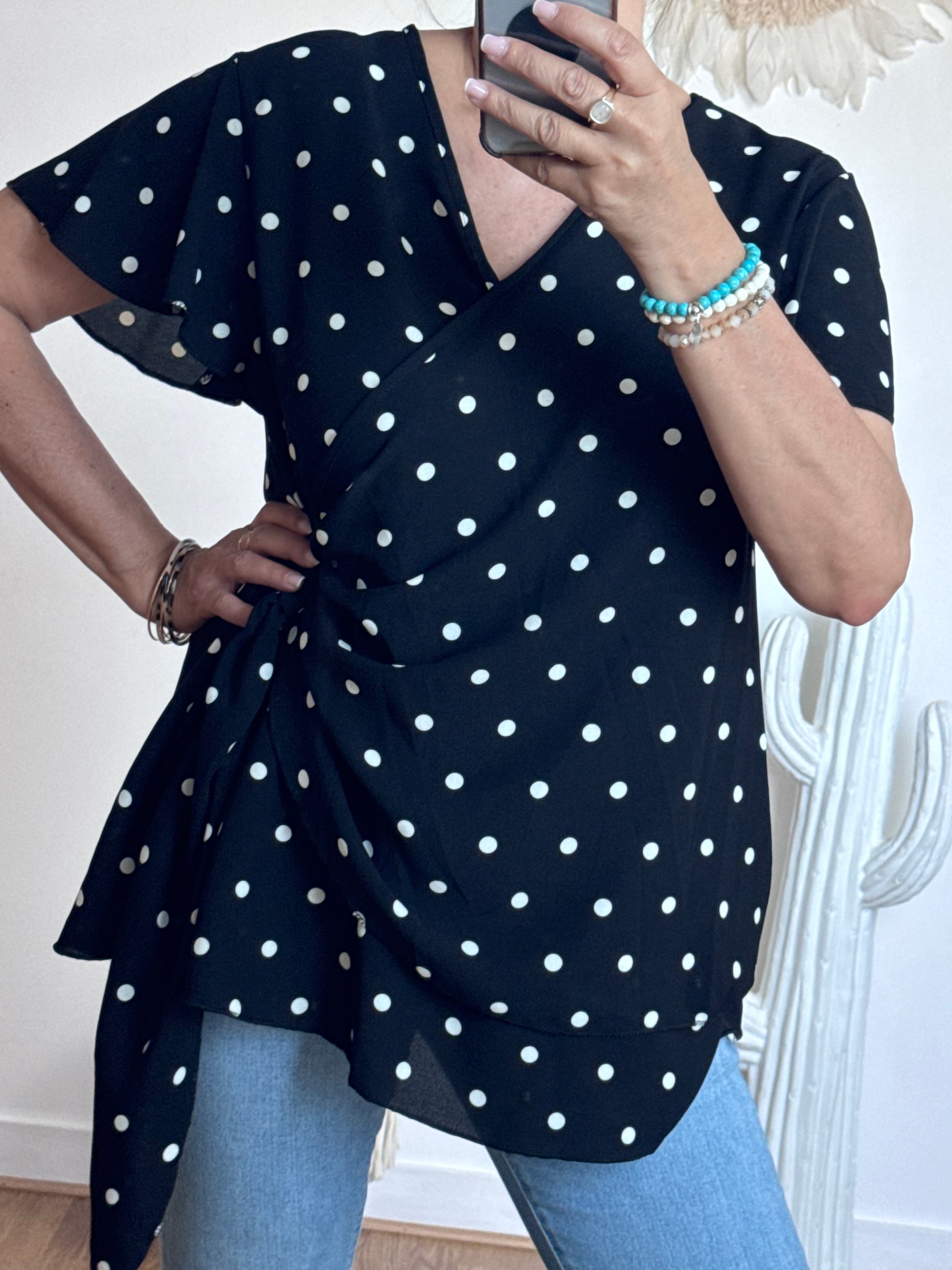 Blouse pois noire