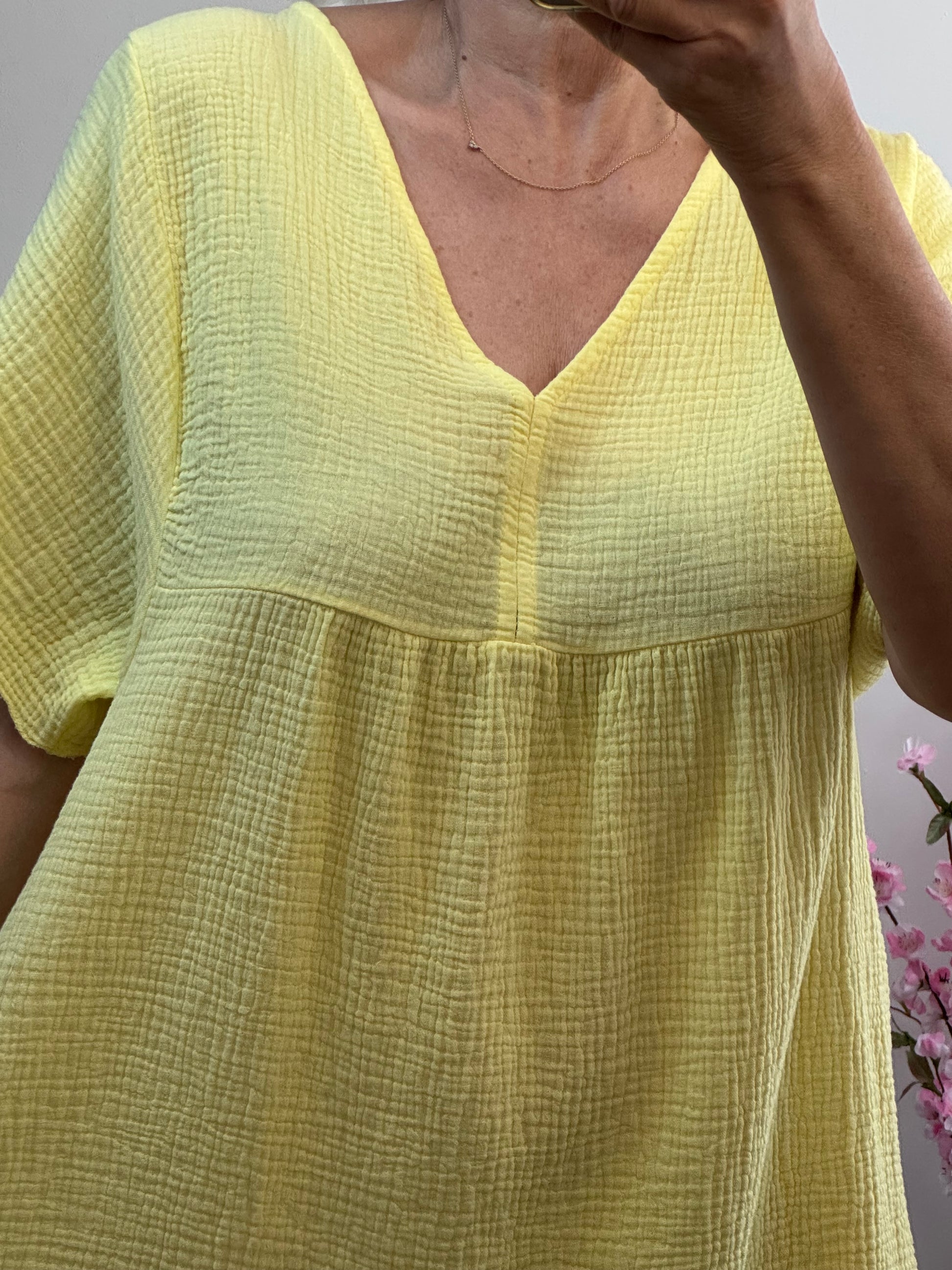 Robe gaz de coton jaune
