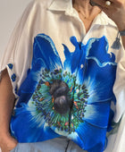 Chemise évasée fleurs bleues TU 38/46