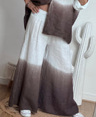 Pantalon palazzo Lin blanc et marron