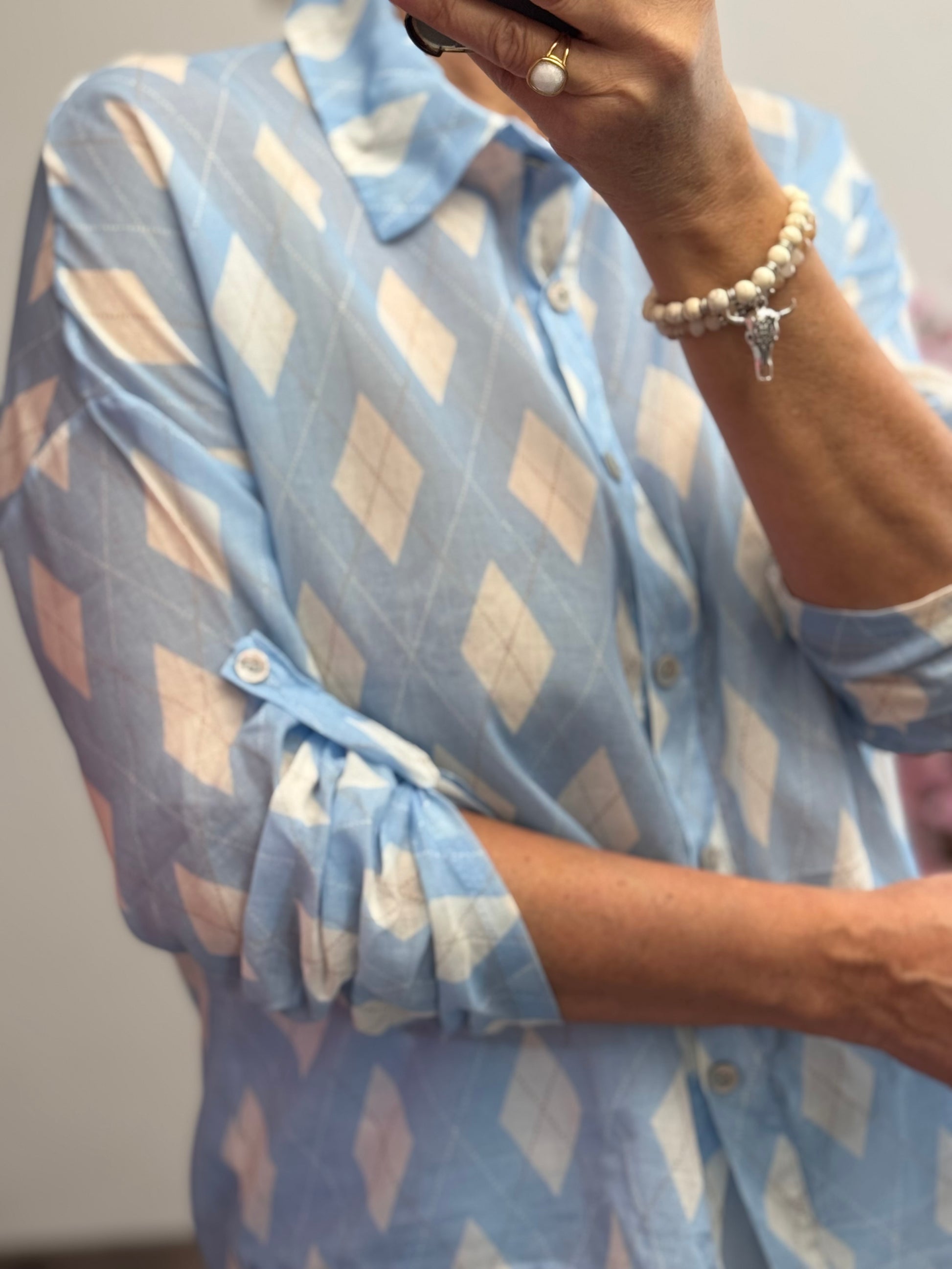 Chemise voile de coton jacquard bleu 36/42