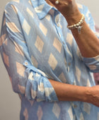 Chemise voile de coton jacquard bleu 36/42