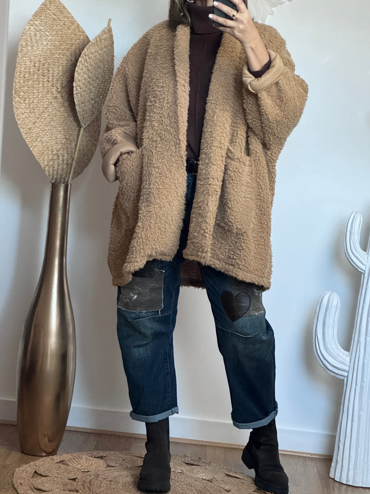 Veste très oversize camel