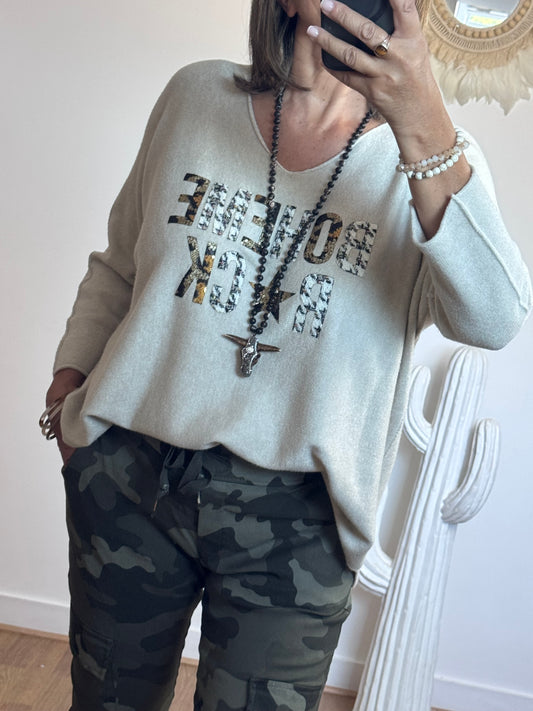 Pull bohème rock beige TU 42/50