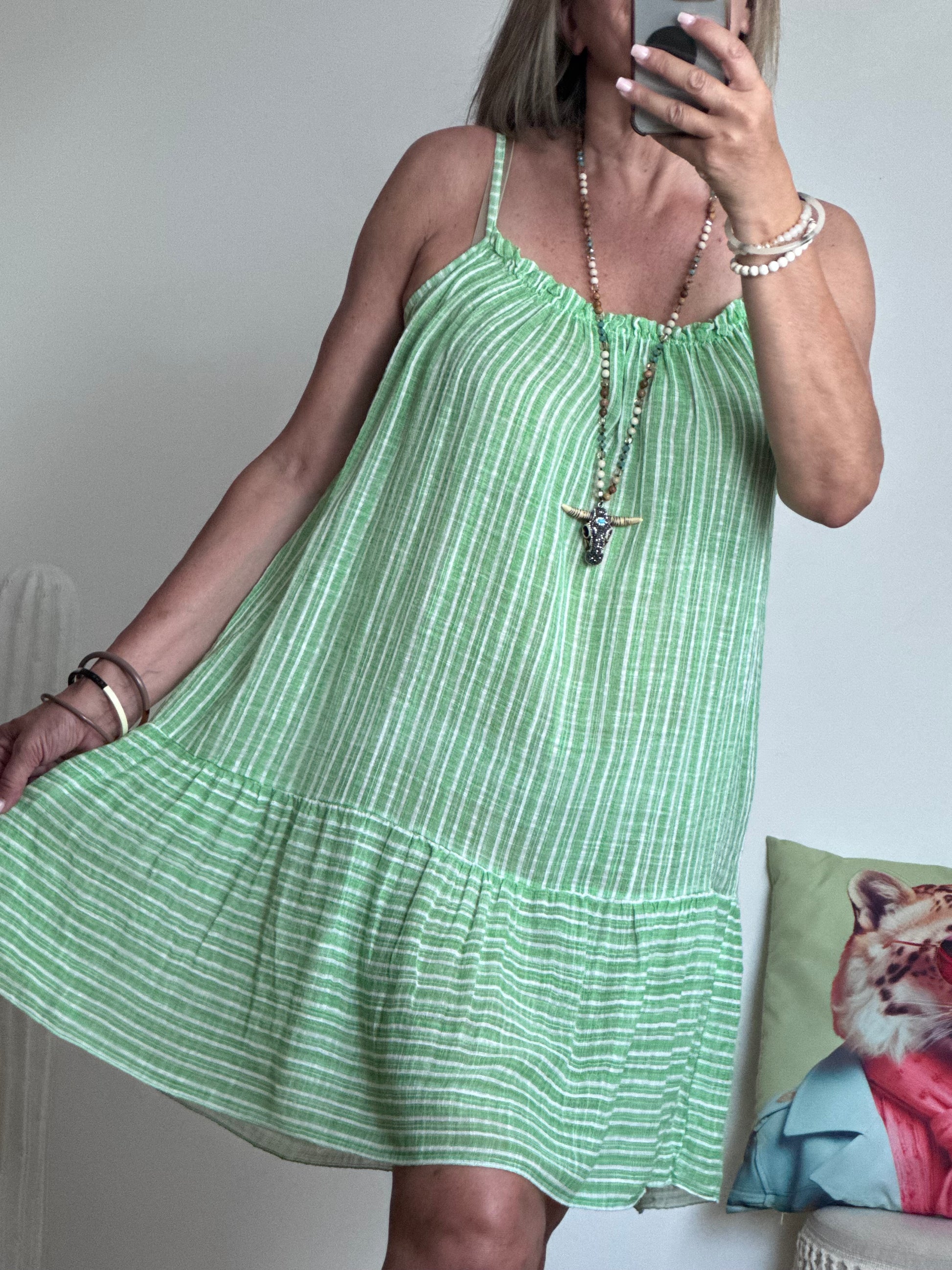 Robe d’été coton tissé verte