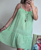 Robe d’été coton tissé verte