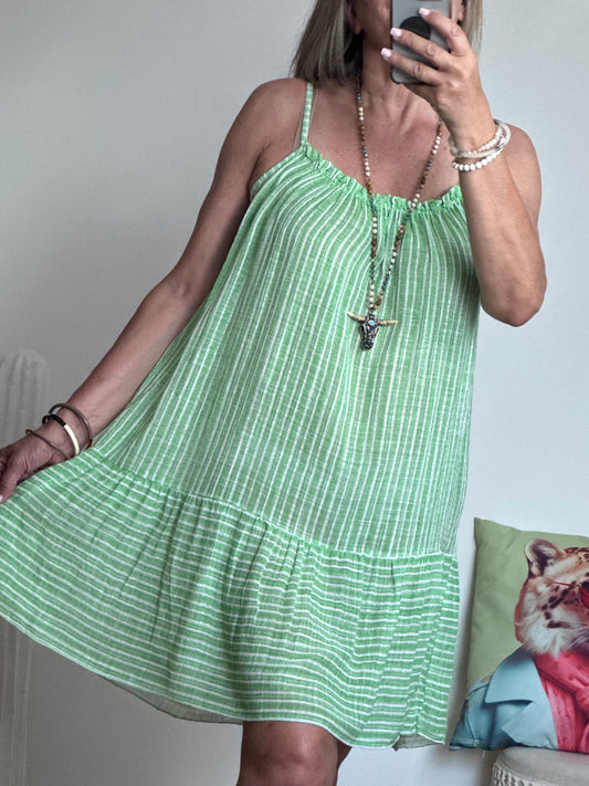 Robe d’été coton tissé verte