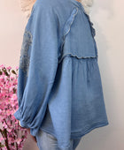 Blouse bohème bleu tencel  TU 44/50