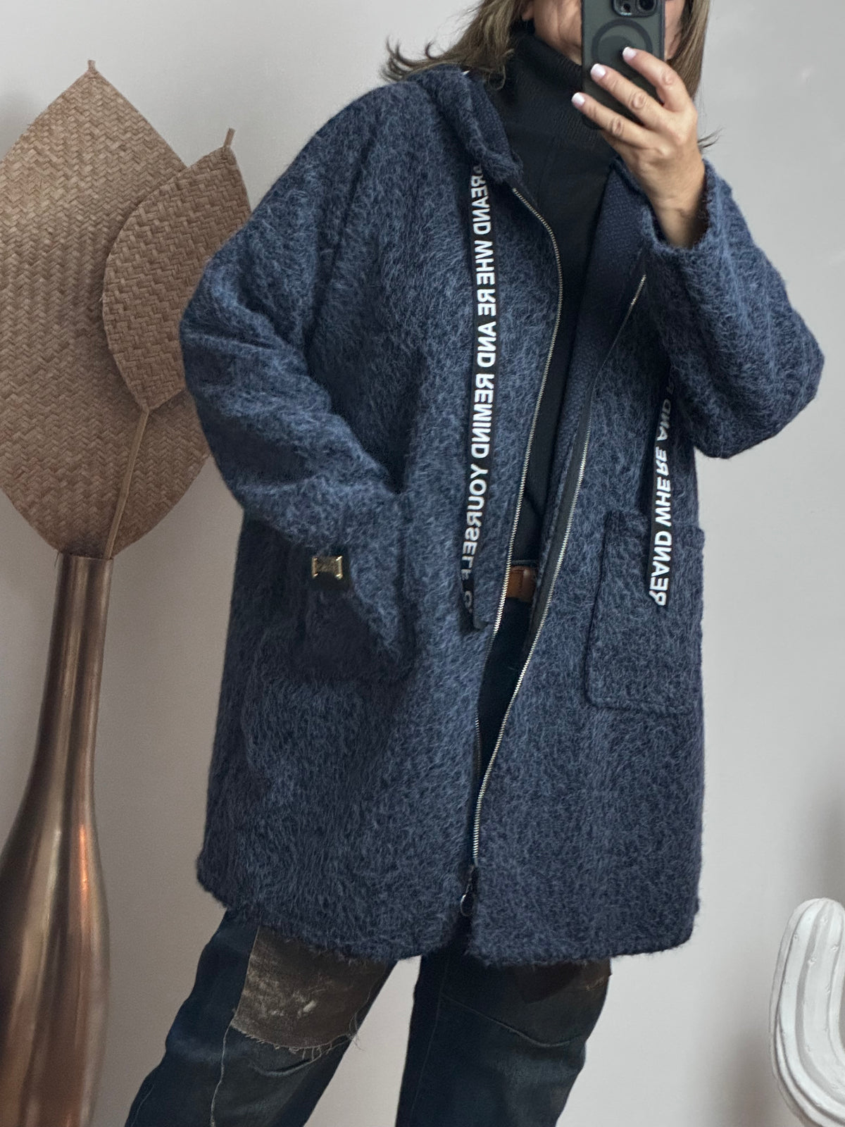 Manteau moumoute bleu