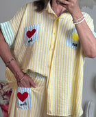 Chemise oversize rayée jaune