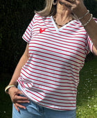 Teeshirt rayé rouge femme