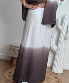 Pantalon palazzo Lin blanc et marron
