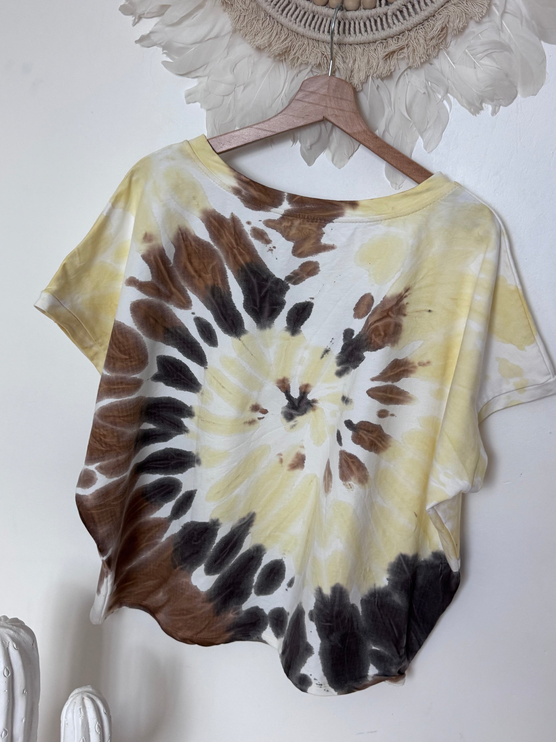 Sweat tie and die jaune /marron