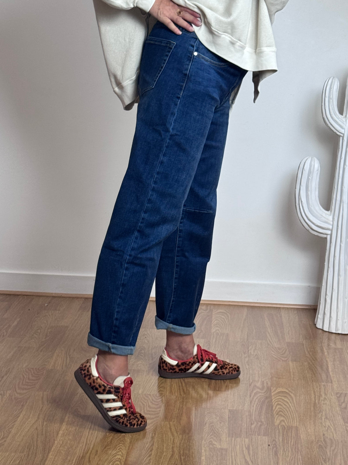 Jean barrel bleu denim