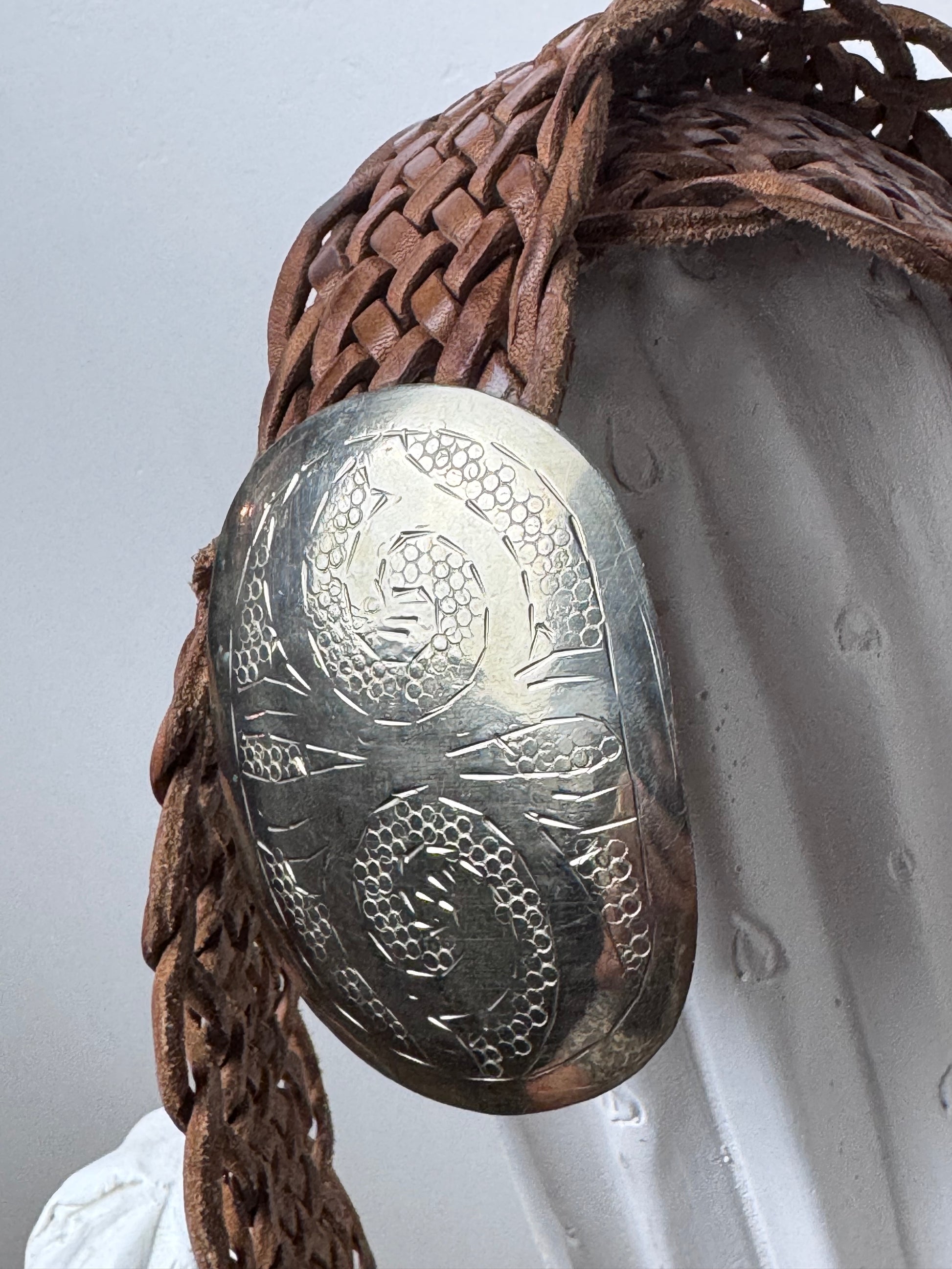 Ceinture cuir tressé marron clair
