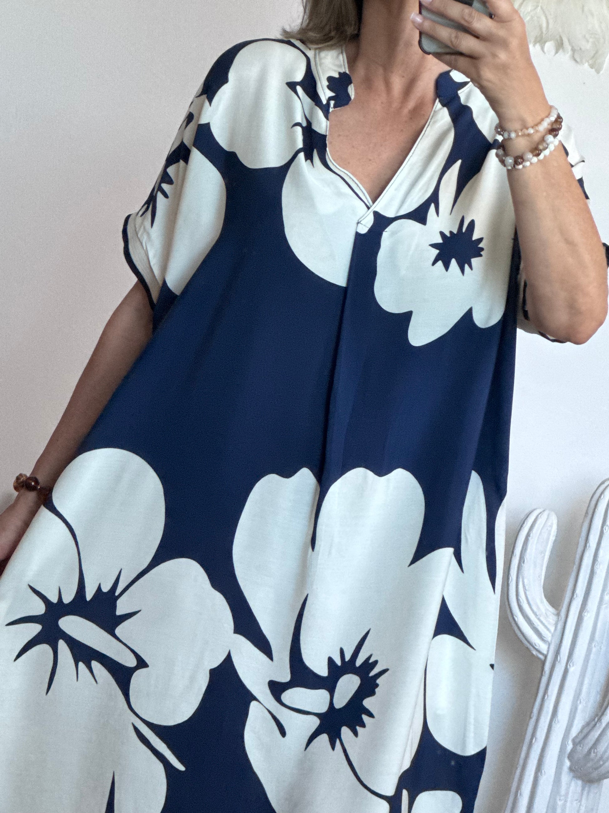 Robe floral marine/blanc TU 40/48