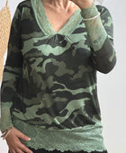 Top dentelle camouflage kaki