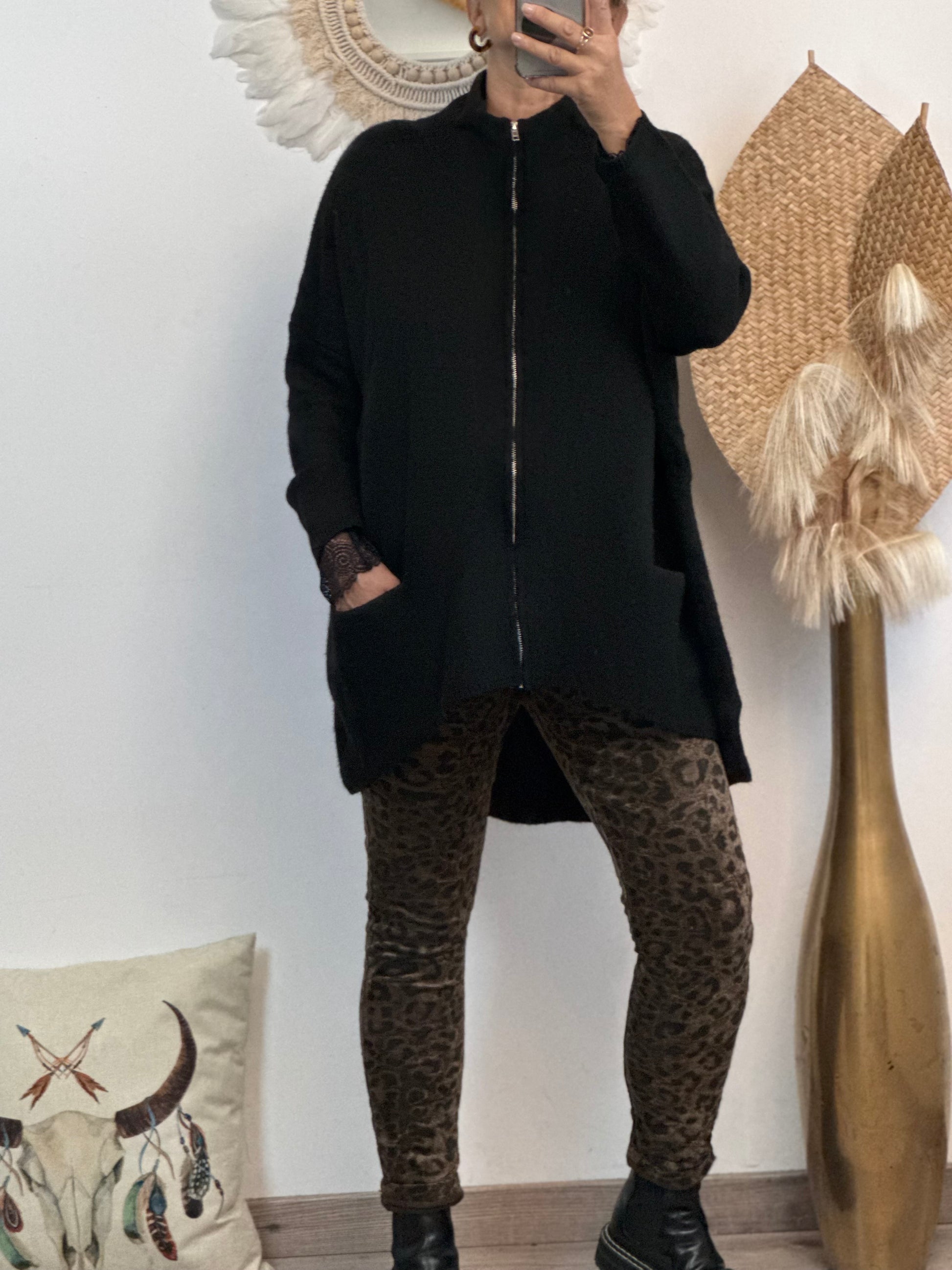 Gilet long oversize noir jolie formes TU 44/50