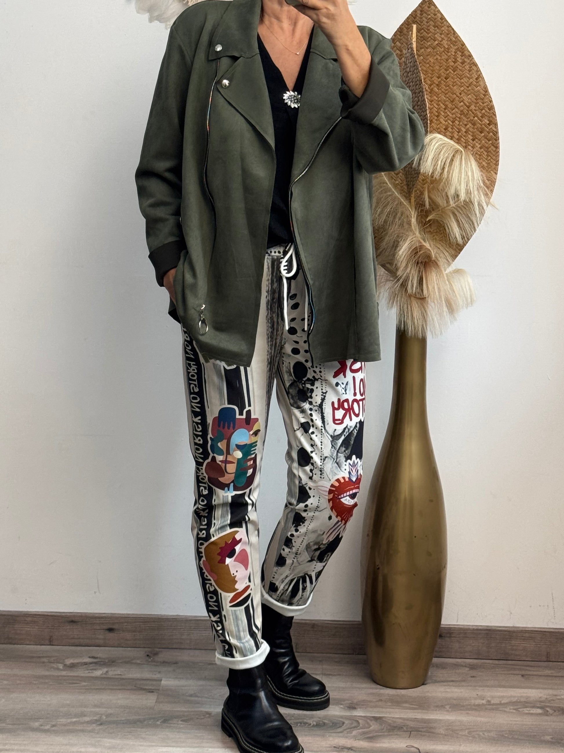 Blouson perfecto suédine kaki TU 46/52