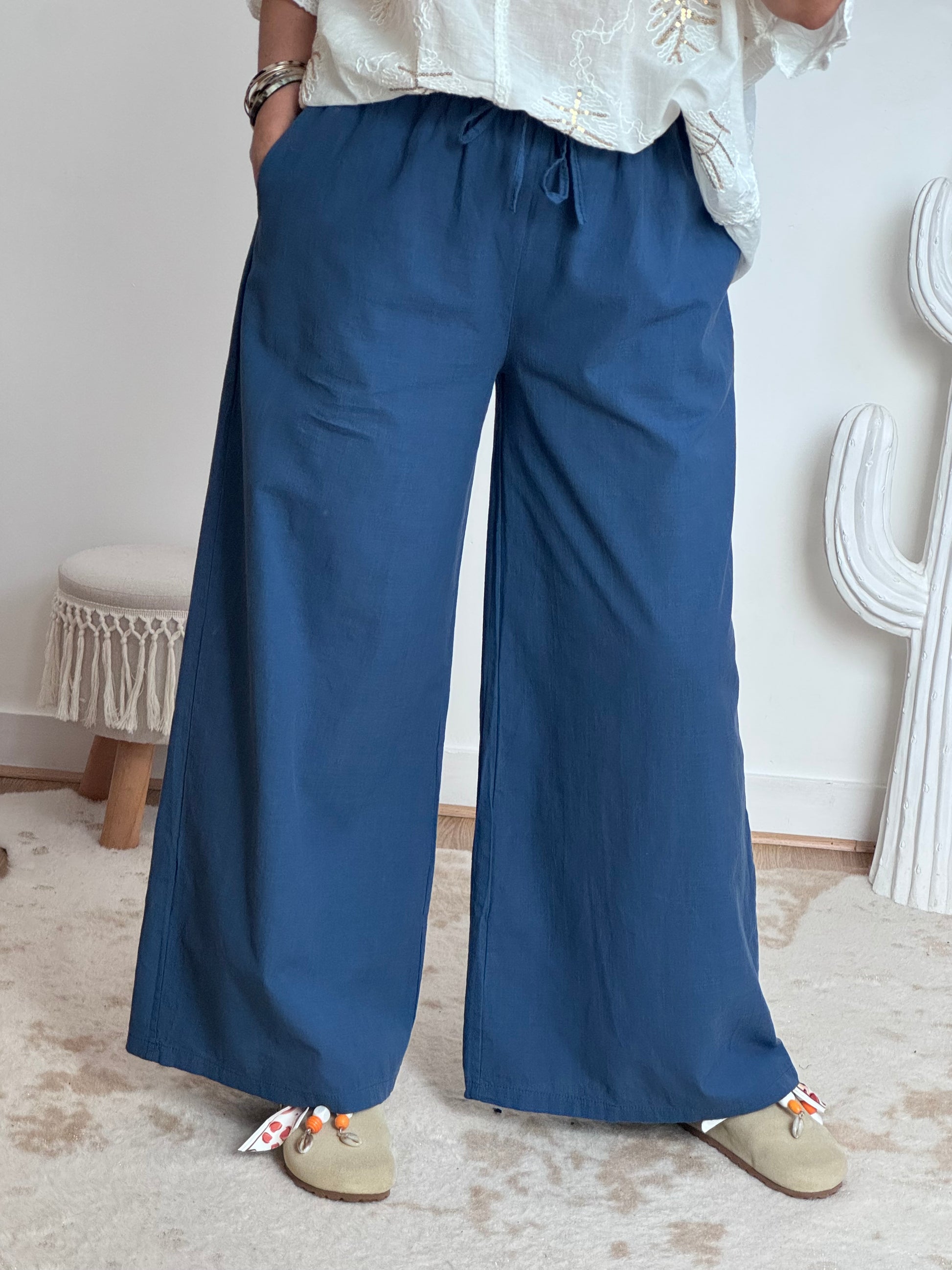Pantalon coton et lin marine TU 38/44