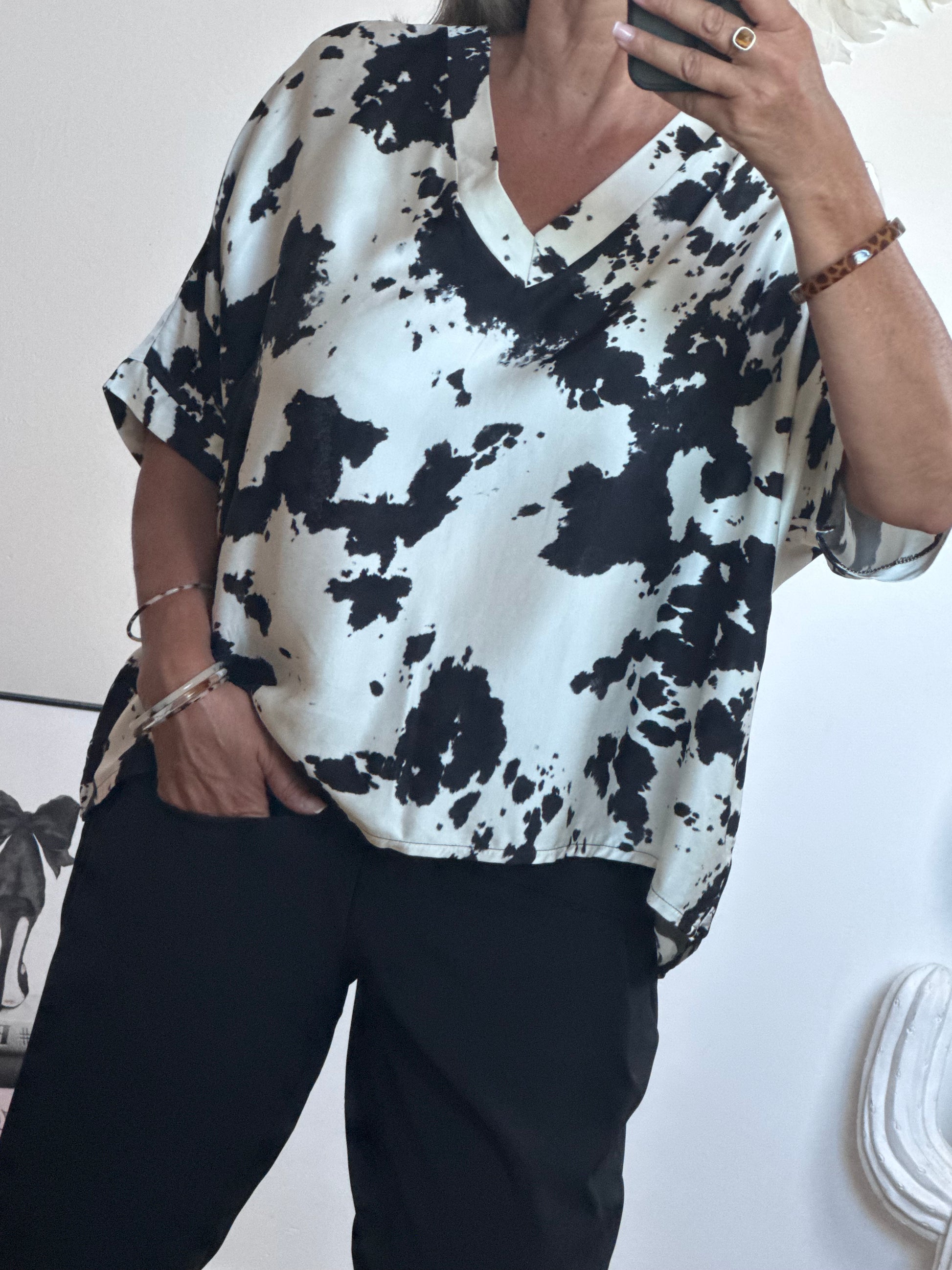 Blouse fluide cow noire TU 38/48