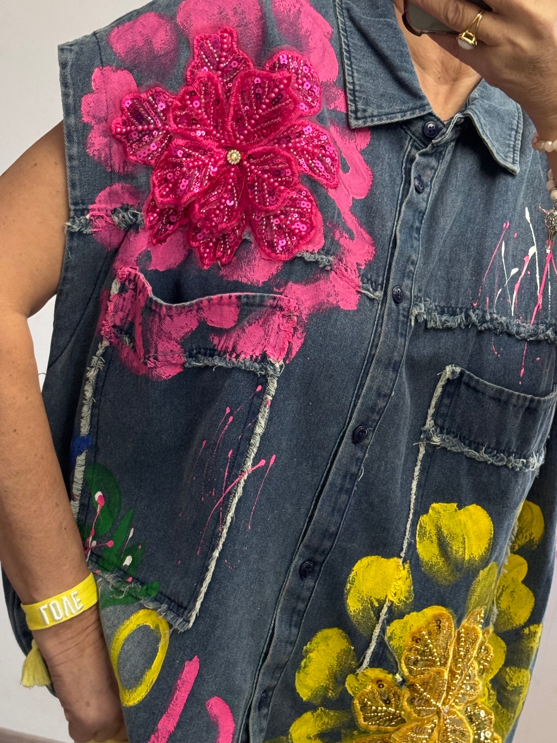 Chemise jeans Flowers