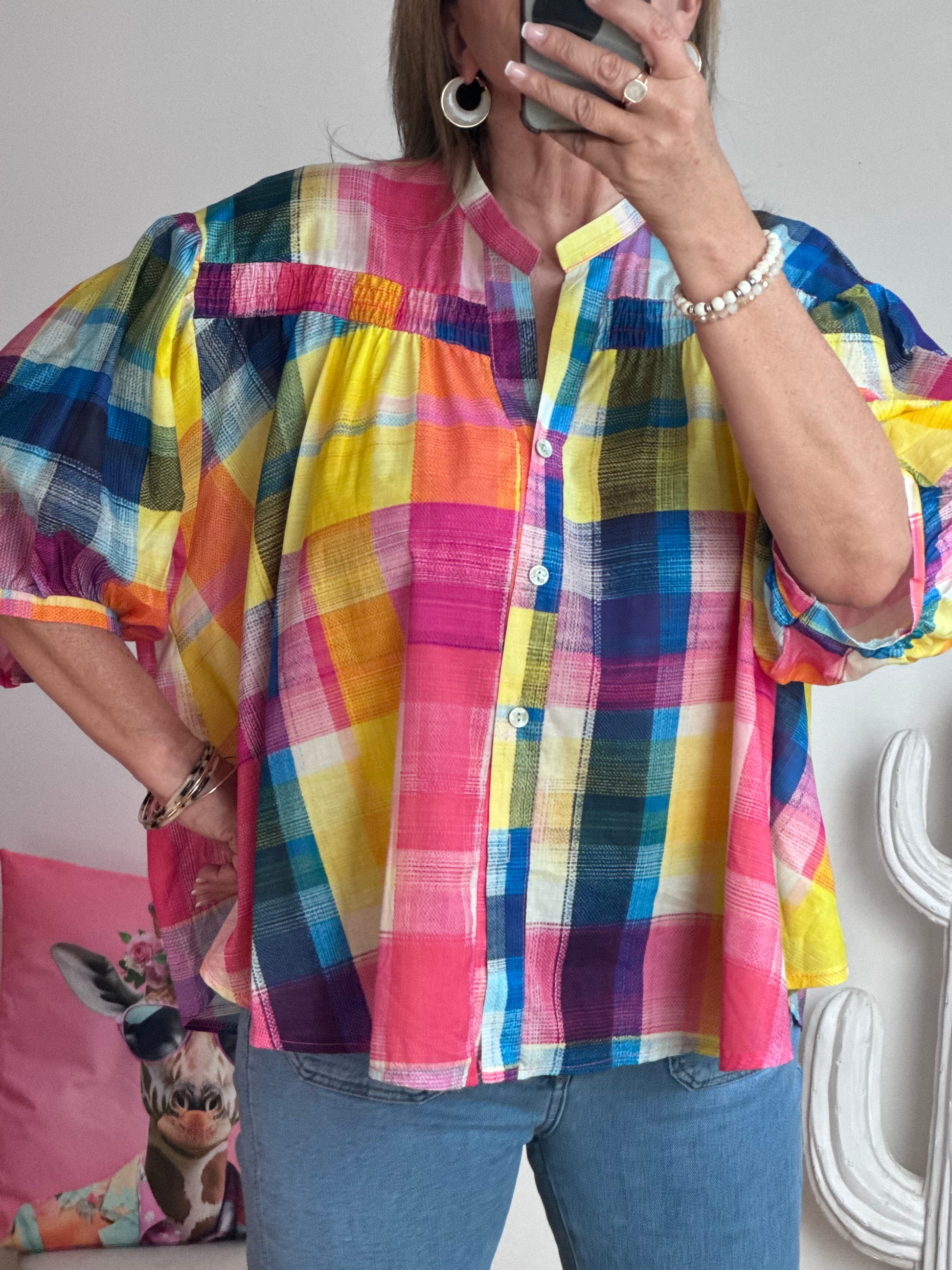 Chemise carreaux multicolore