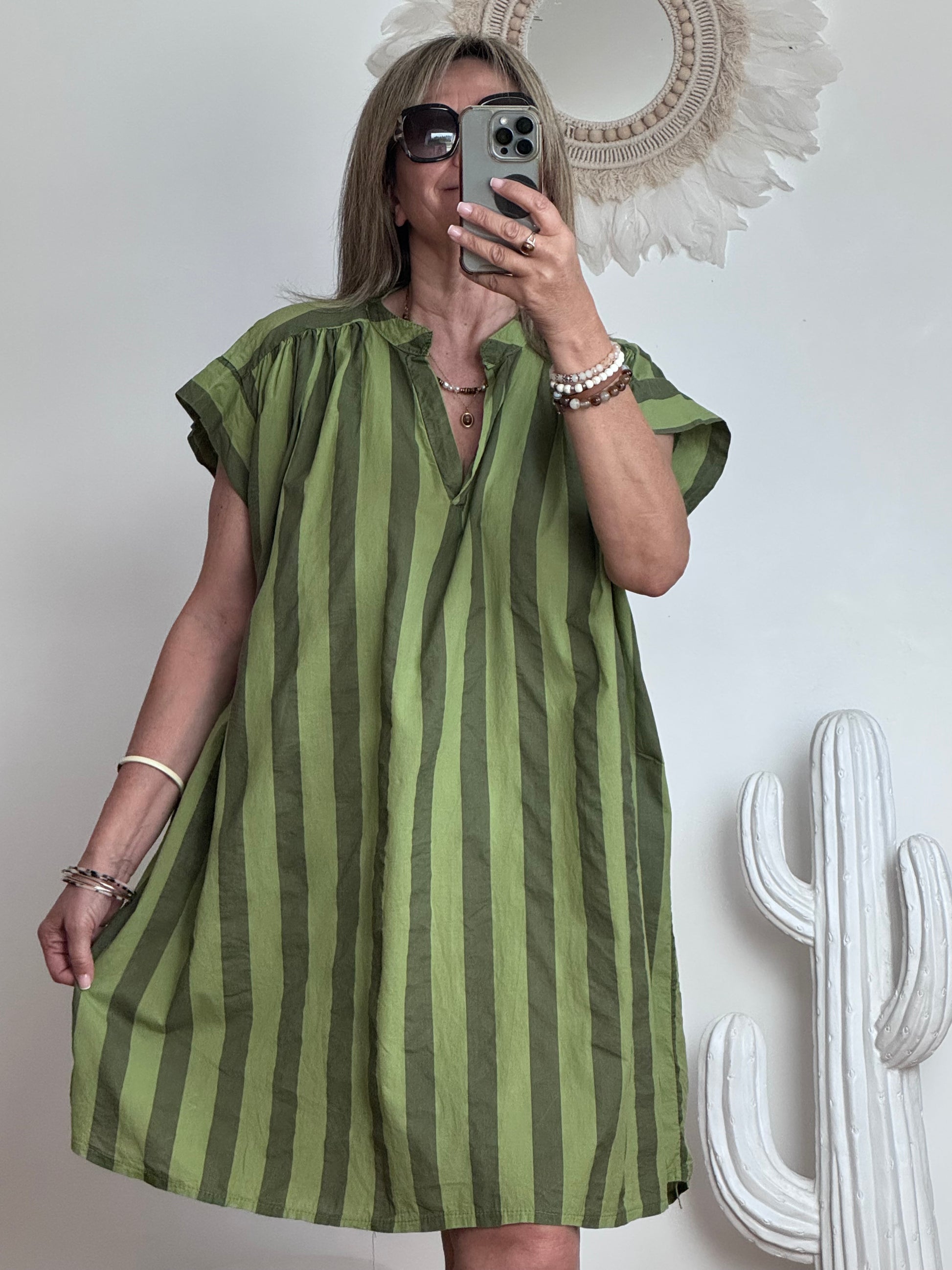 Robe rayée vert TU 42/50