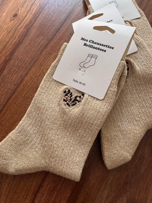 Chaussettes cœur brillantes 36/40