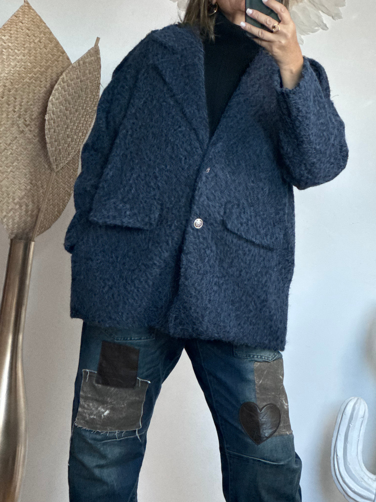 Veste moumoute bleue