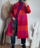Manteau carreaux fuchsia