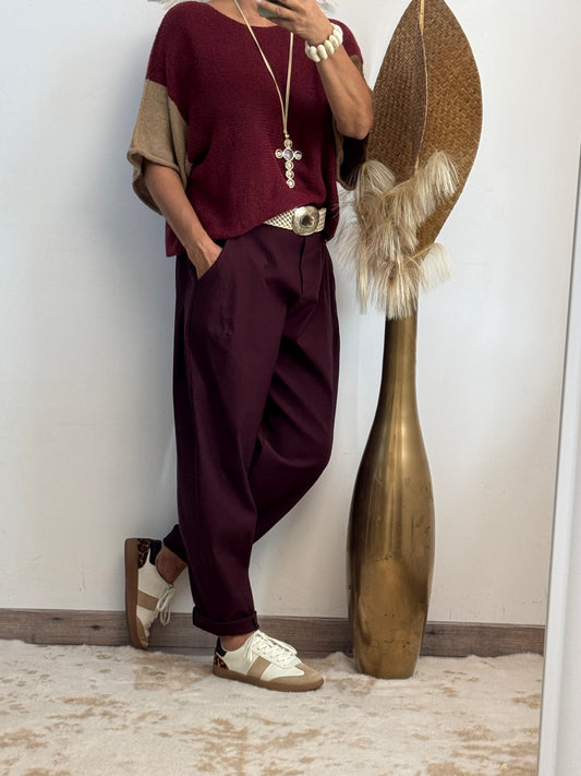 Pantalon César bordeaux